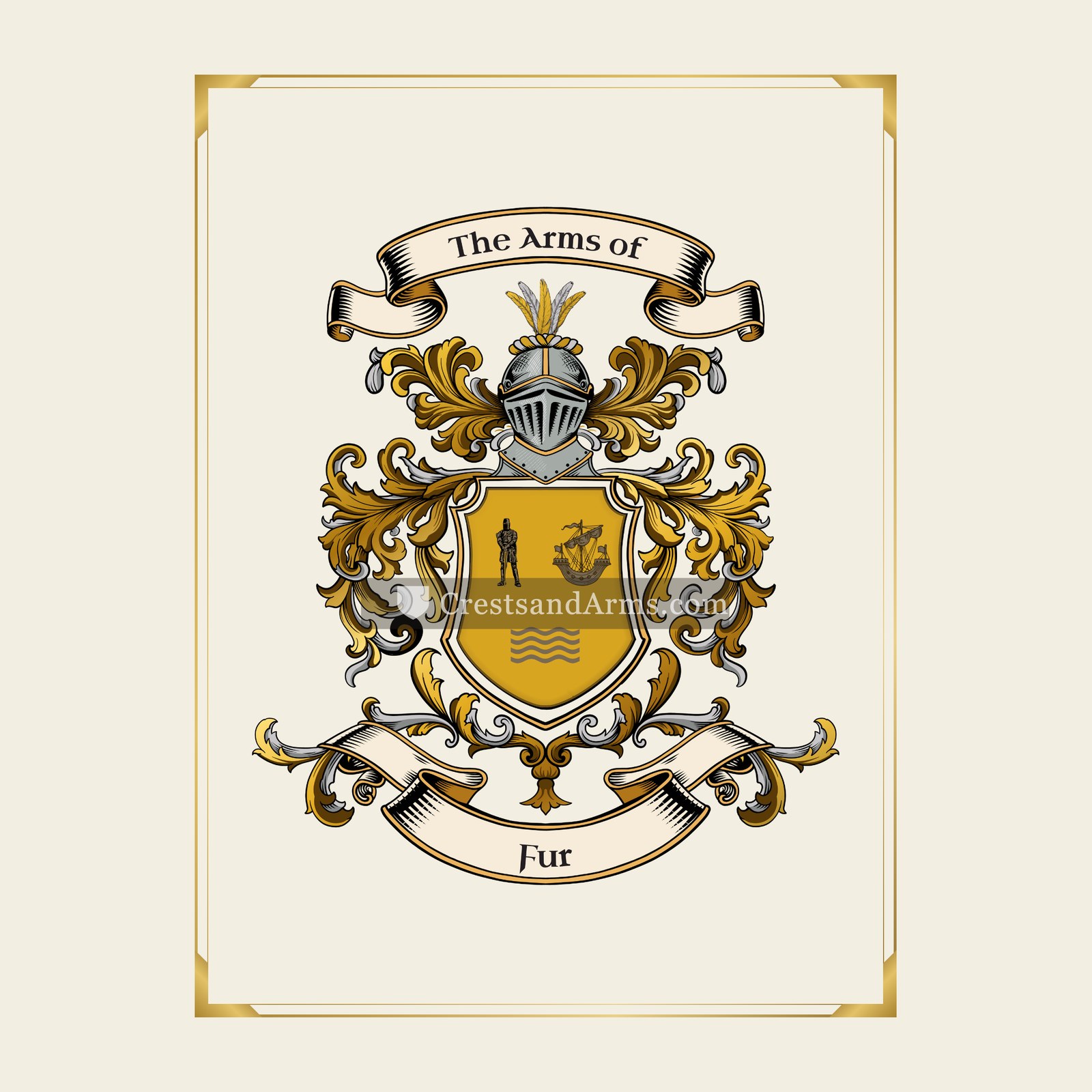 With gold border
