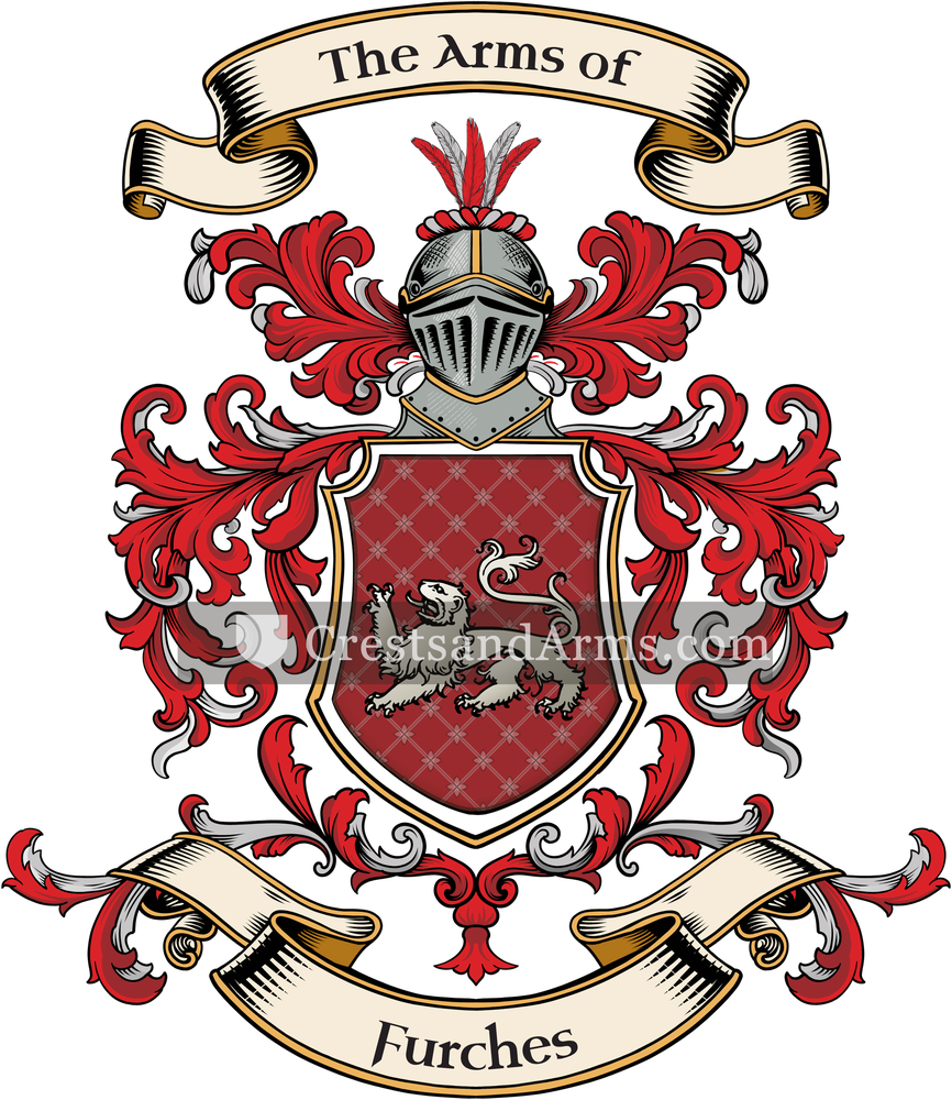 The Furches coat of arms, drawn from the recorded blazon