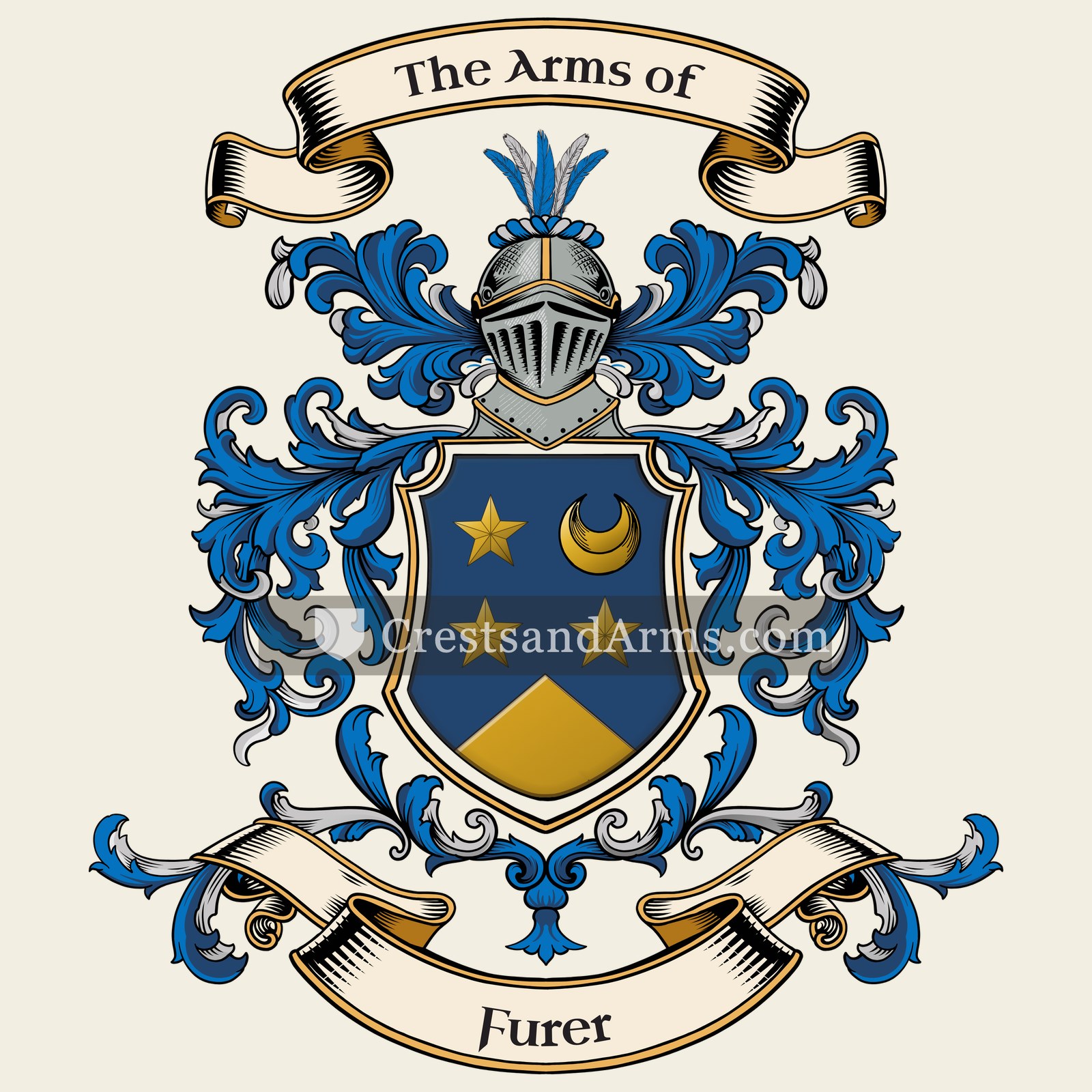 The Furer coat of arms, drawn from the recorded blazon