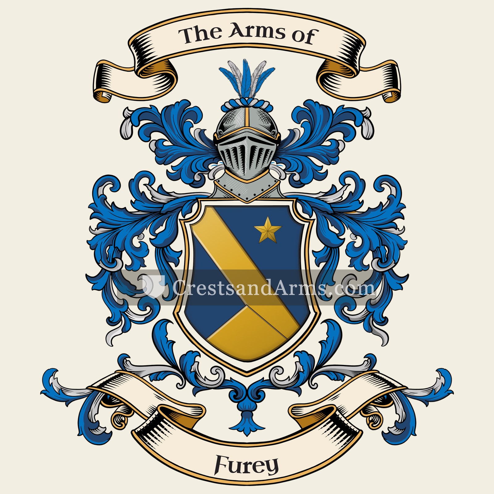 The Furey coat of arms, drawn from the recorded blazon