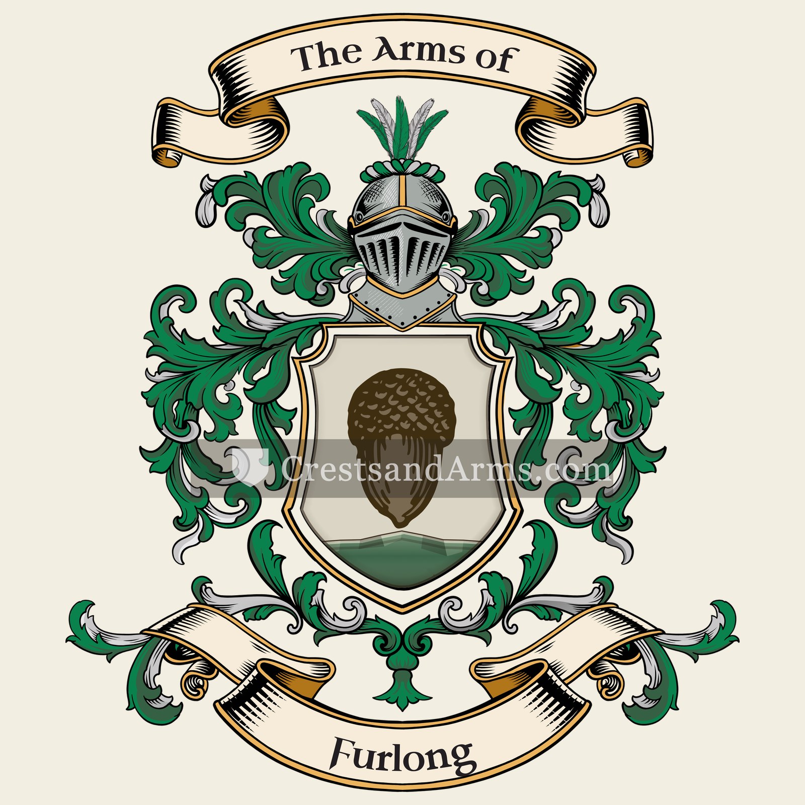 The Furlong coat of arms, drawn from the recorded blazon