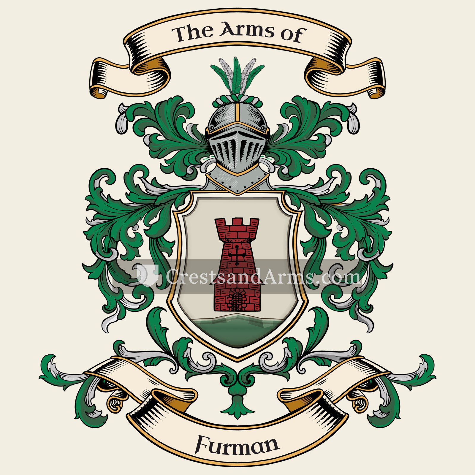 The Furman coat of arms, drawn from the recorded blazon
