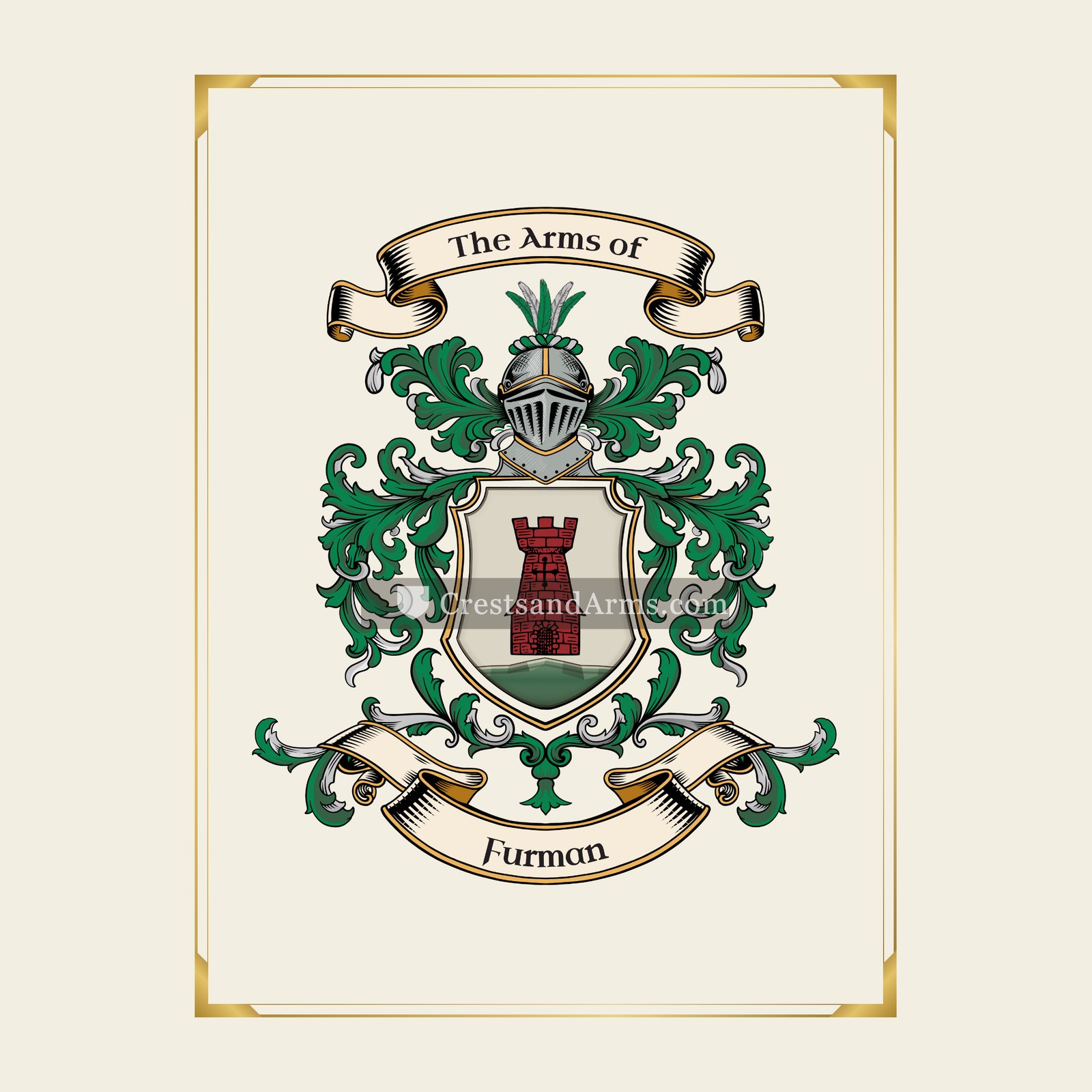 With gold border