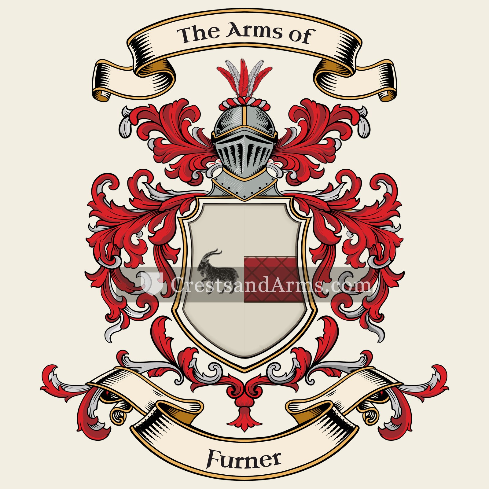 The Furner coat of arms, drawn from the recorded blazon