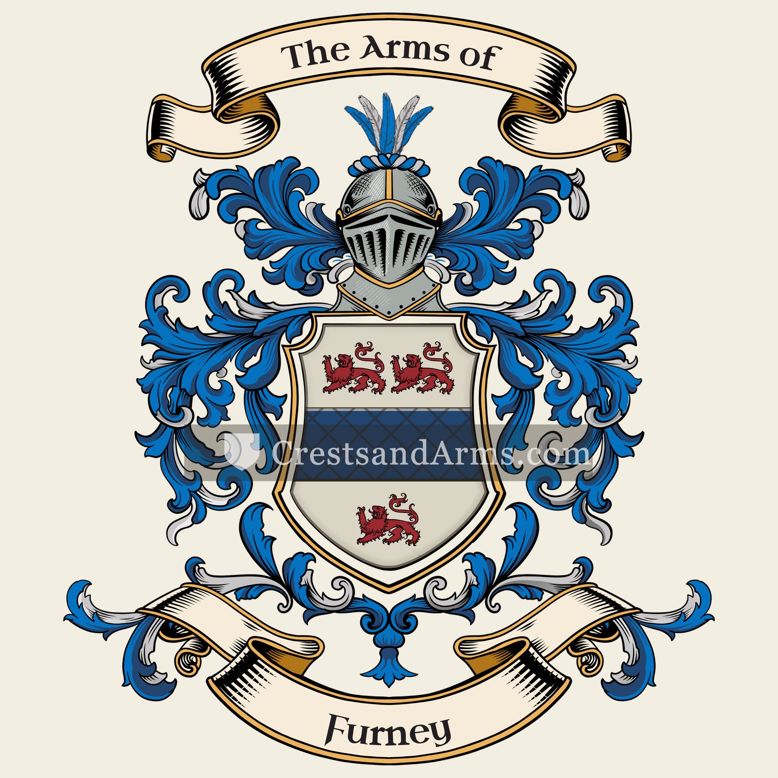 The Furney coat of arms, drawn from the recorded blazon