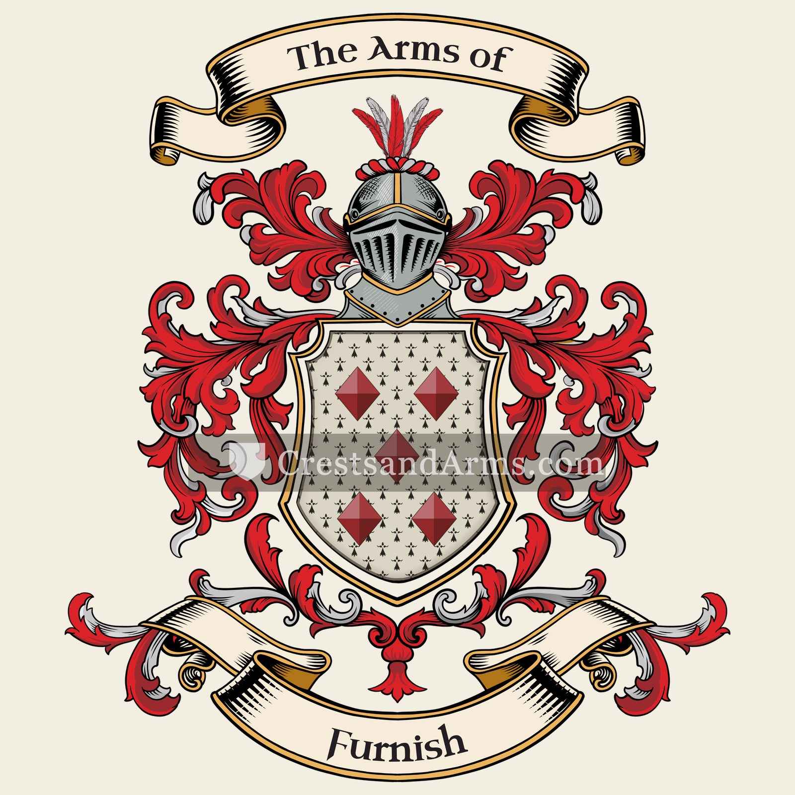 The Furnish coat of arms, drawn from the recorded blazon