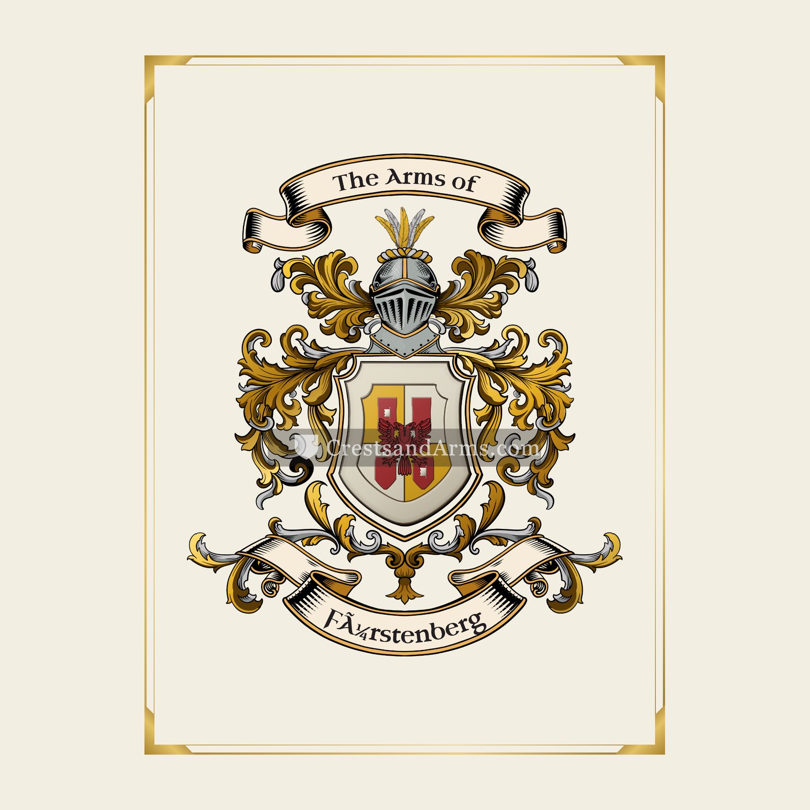 With gold border