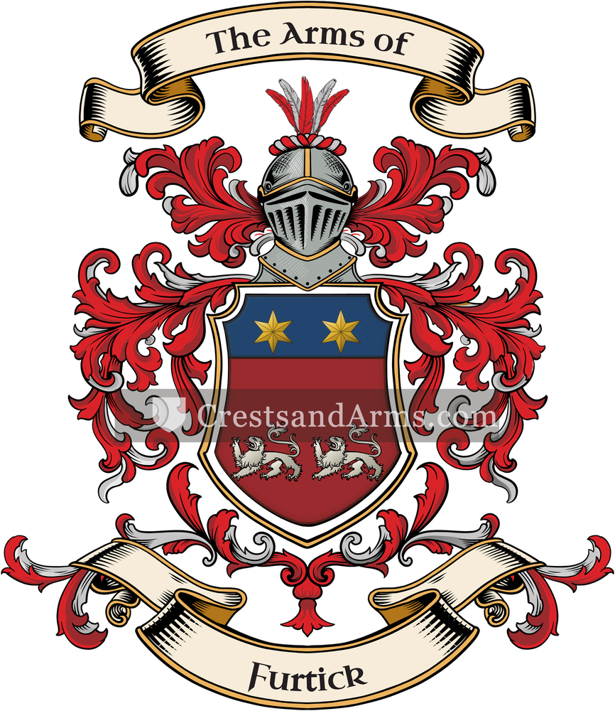 The Furtick coat of arms, drawn from the recorded blazon