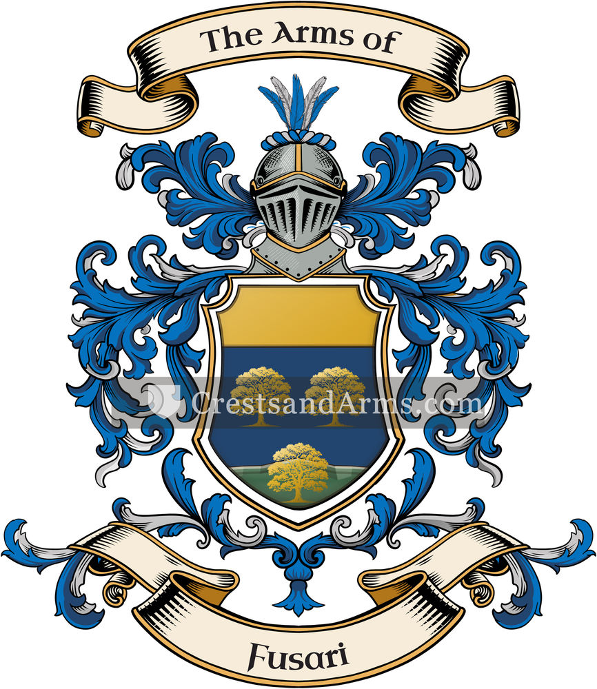 The Fusari coat of arms, drawn from the recorded blazon
