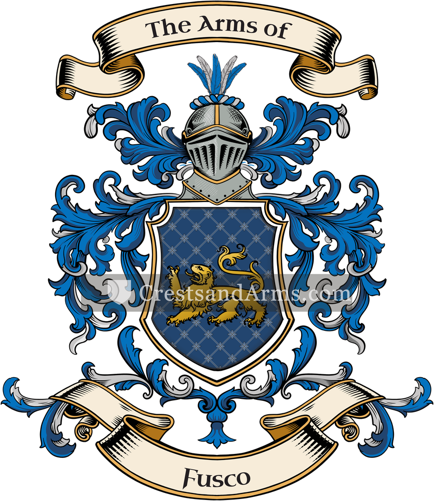 The Fusco coat of arms, drawn from the recorded blazon