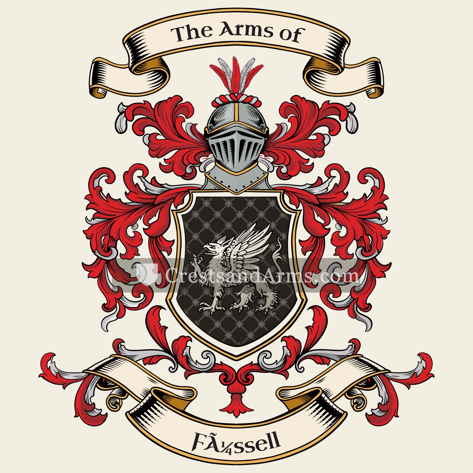The Füssell coat of arms, drawn from the recorded blazon