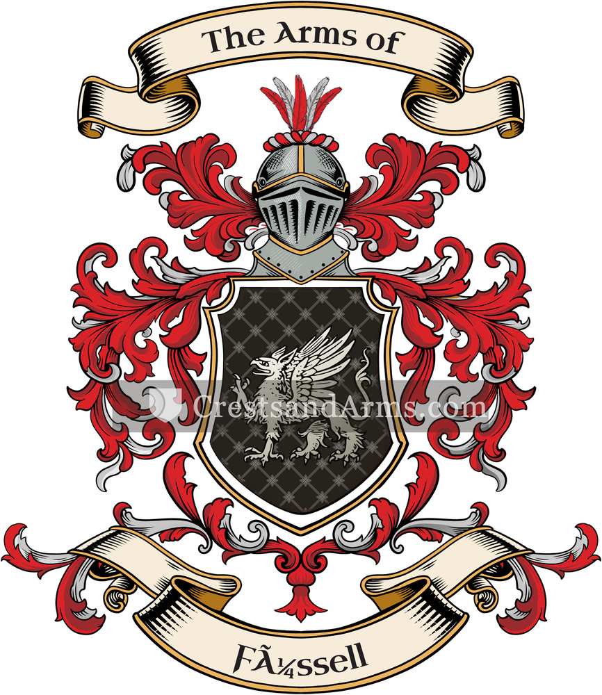 The Füssell coat of arms, drawn from the recorded blazon