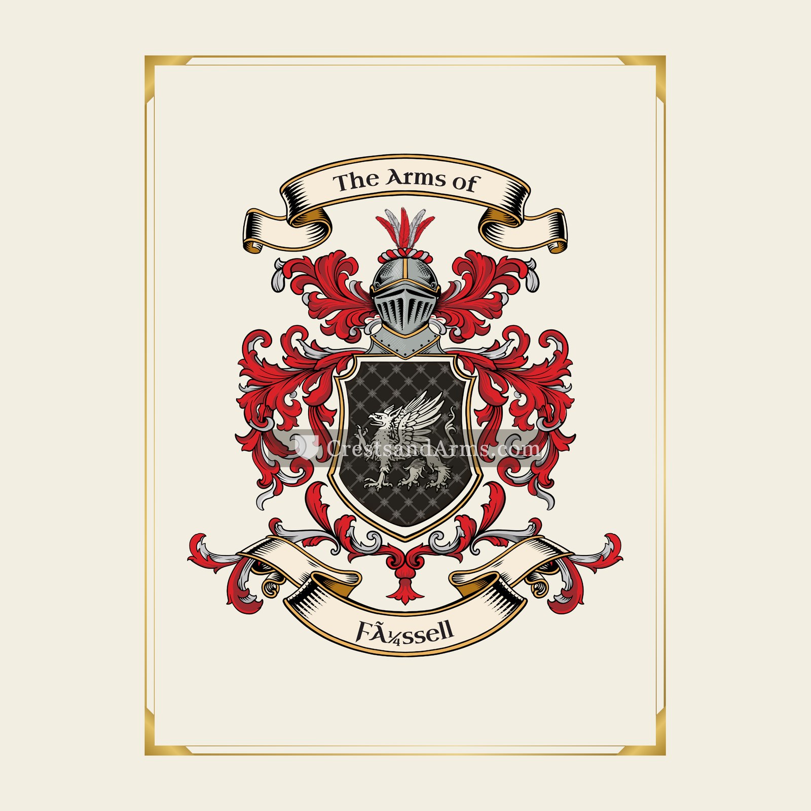 With gold border