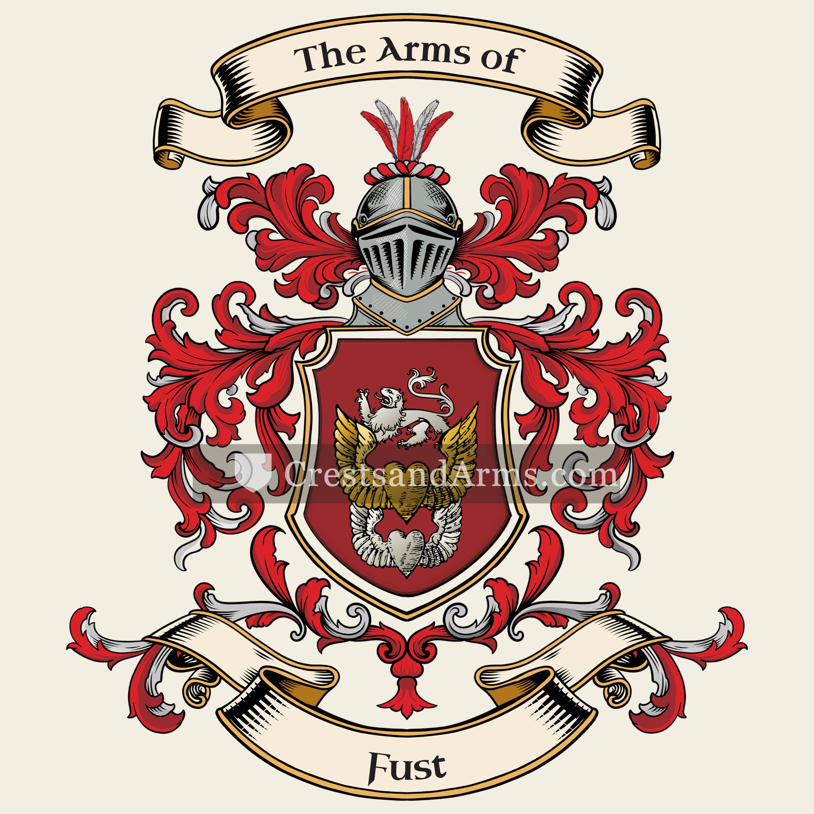 The Fust coat of arms, drawn from the recorded blazon