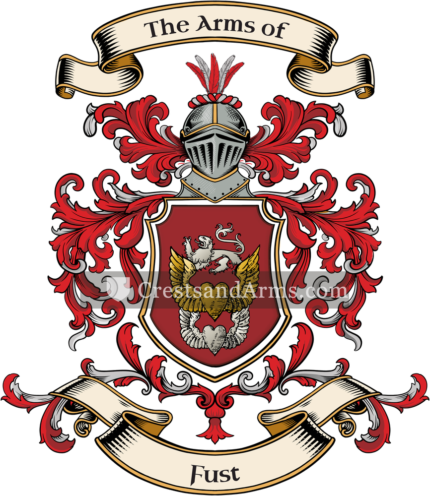 The Fust coat of arms, drawn from the recorded blazon