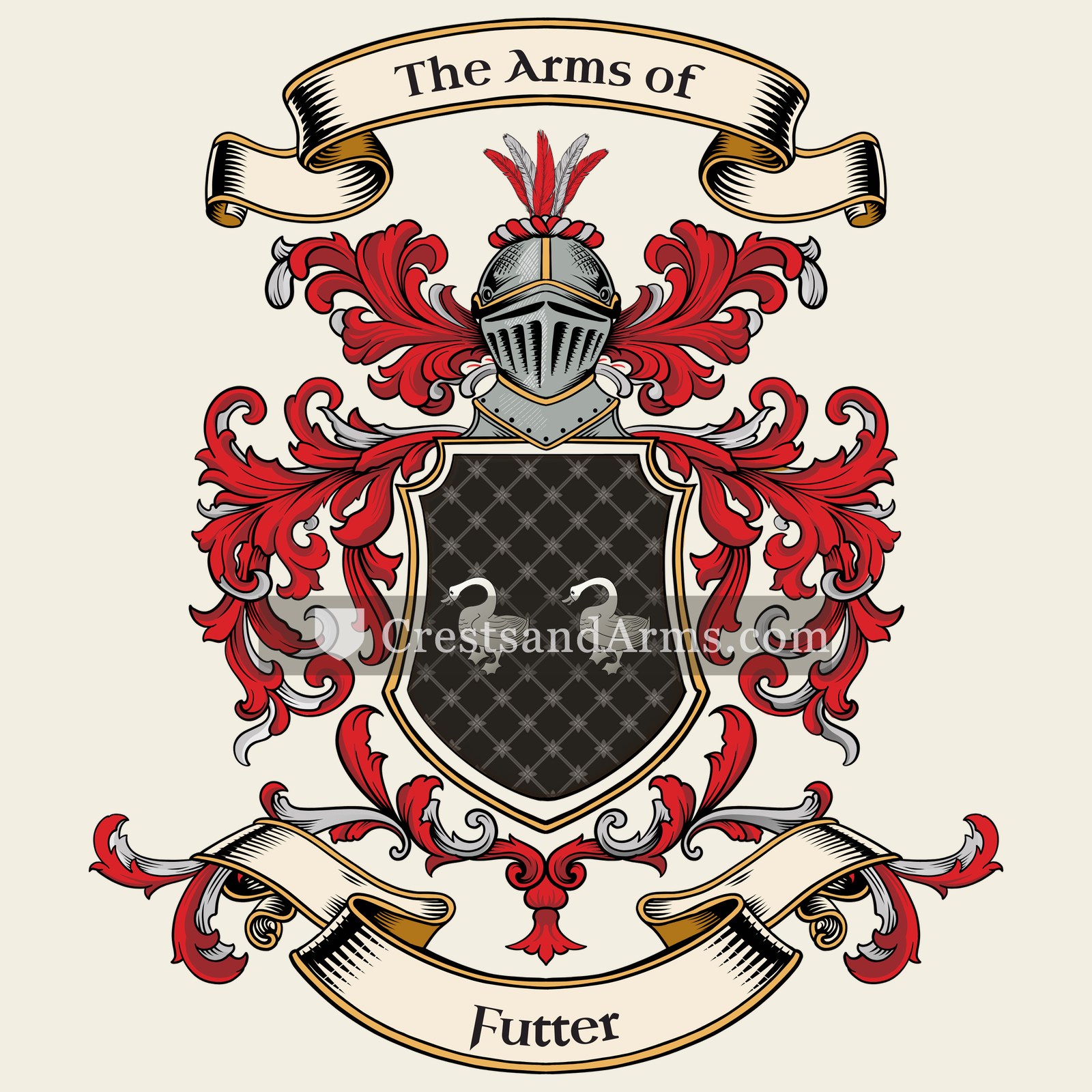 The Futter coat of arms, drawn from the recorded blazon