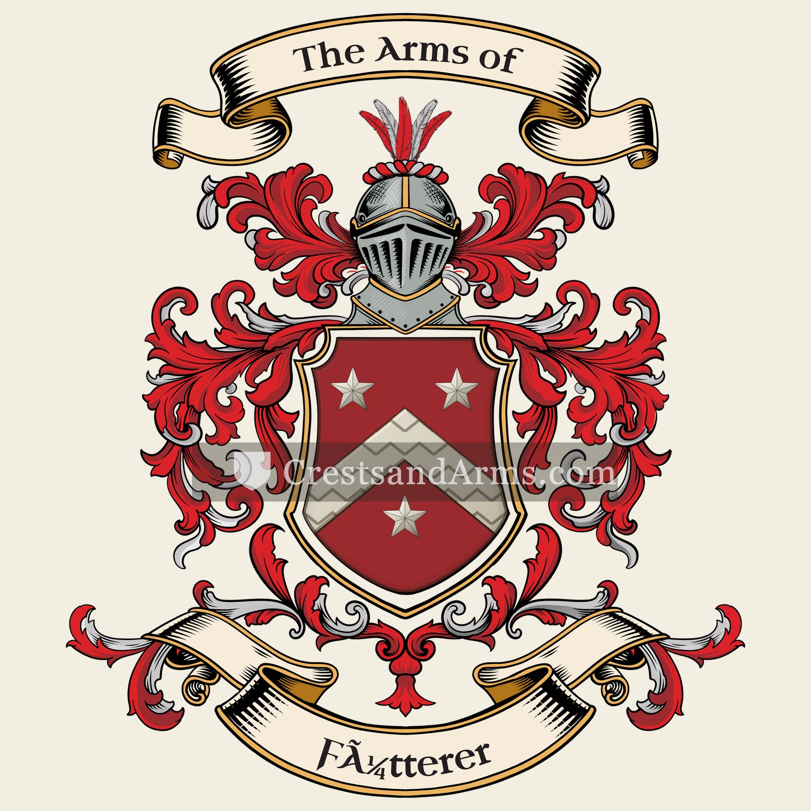 The Fütterer coat of arms, drawn from the recorded blazon