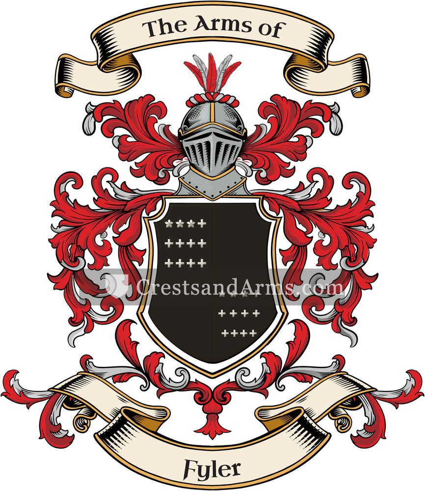The Fyler coat of arms, drawn from the recorded blazon