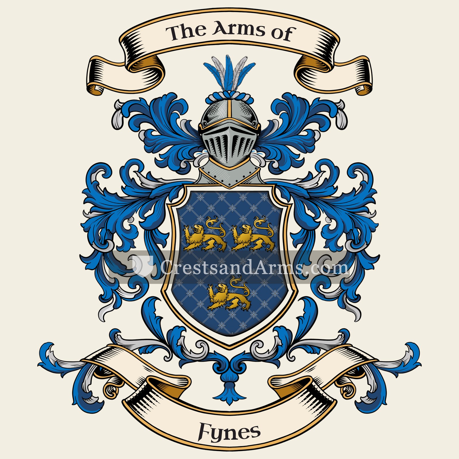 The Fynes coat of arms, drawn from the recorded blazon