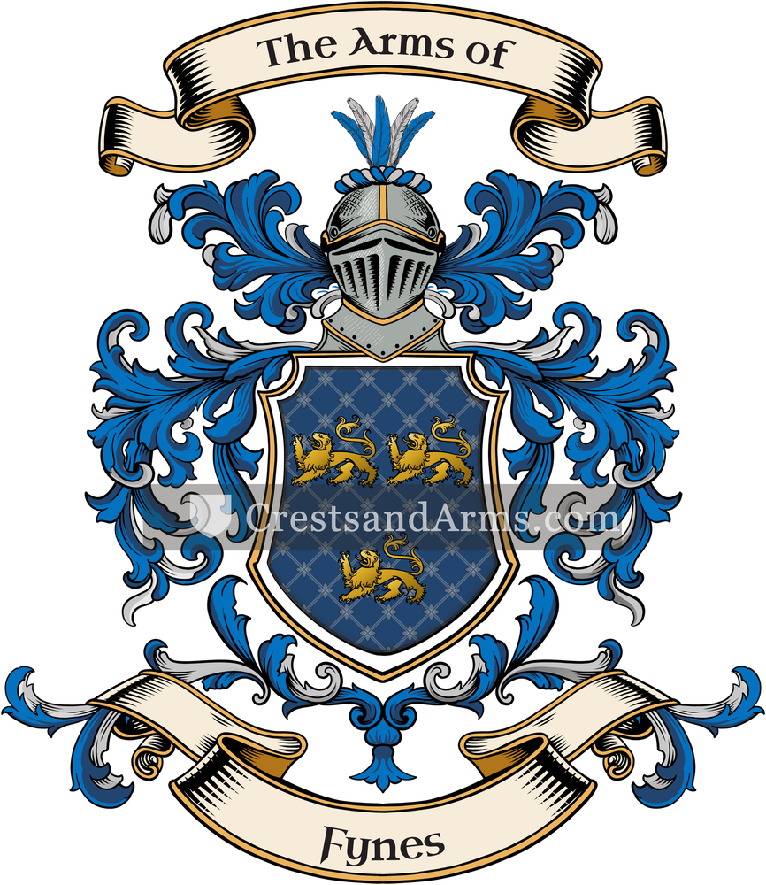 The Fynes coat of arms, drawn from the recorded blazon