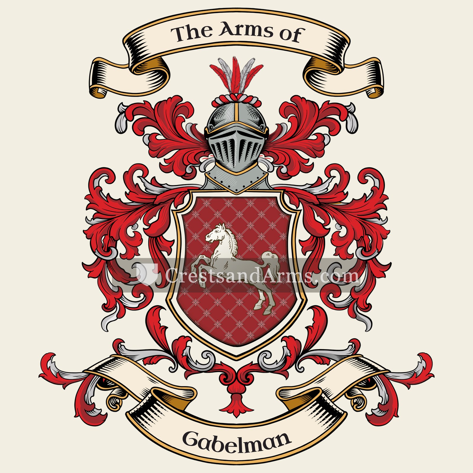 The Gabelman coat of arms, drawn from the recorded blazon