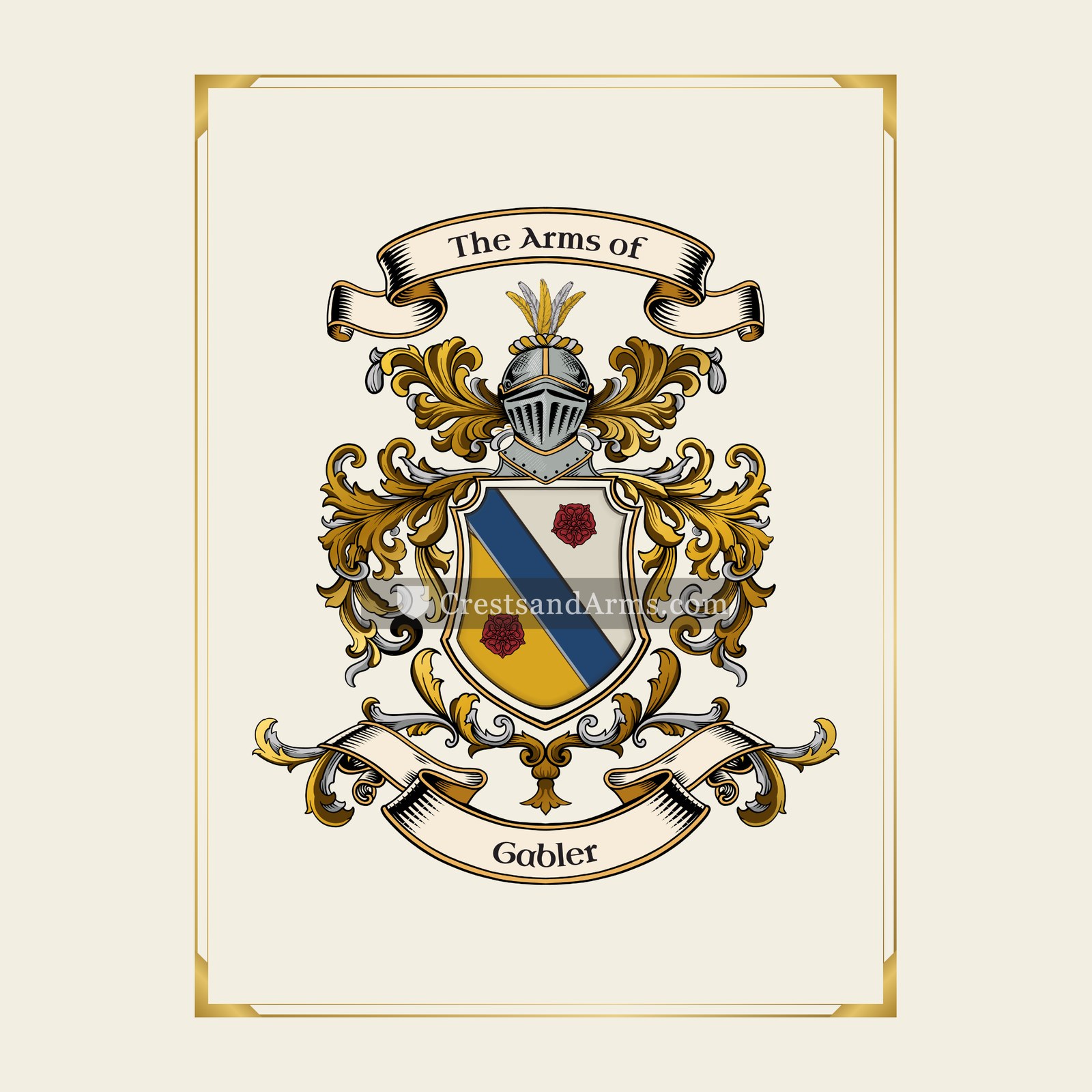 With gold border
