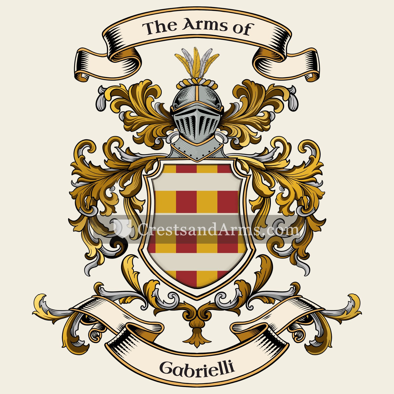 The Gabrielli coat of arms, drawn from the recorded blazon