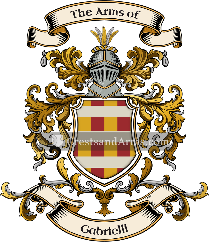 The Gabrielli coat of arms, drawn from the recorded blazon