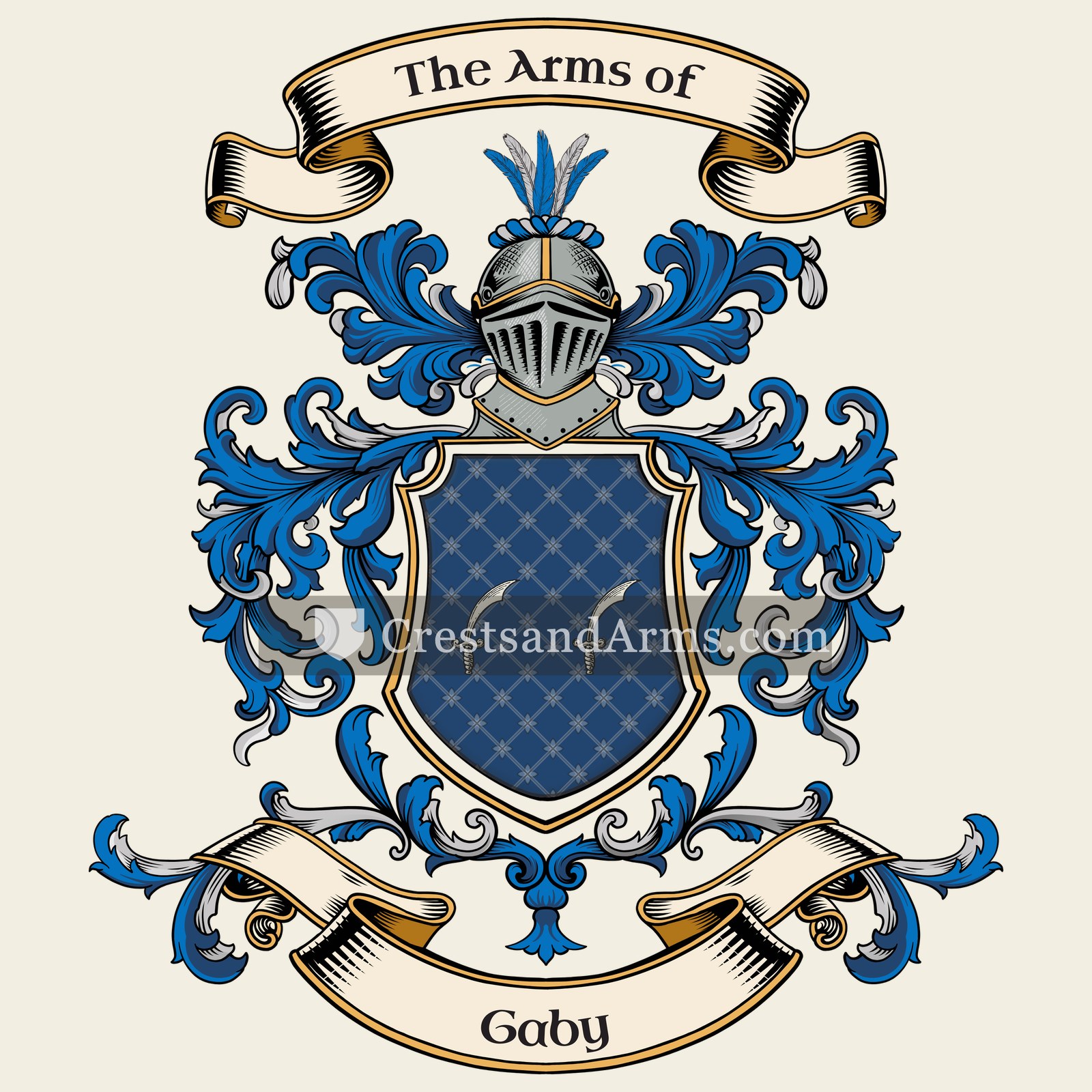 The Gaby coat of arms, drawn from the recorded blazon