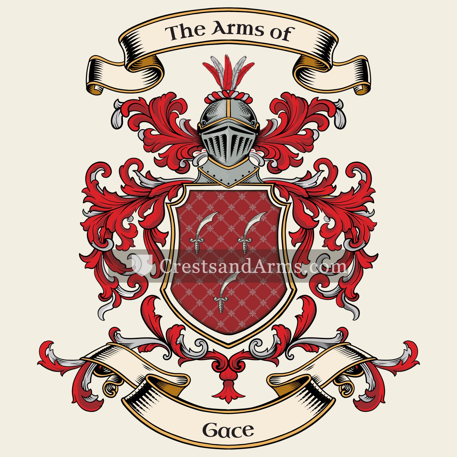 The Gace coat of arms, drawn from the recorded blazon