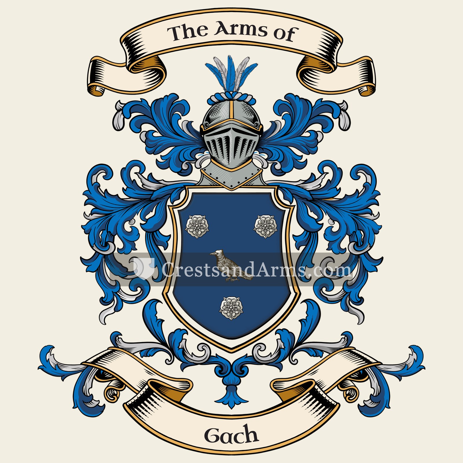 The Gach coat of arms, drawn from the recorded blazon