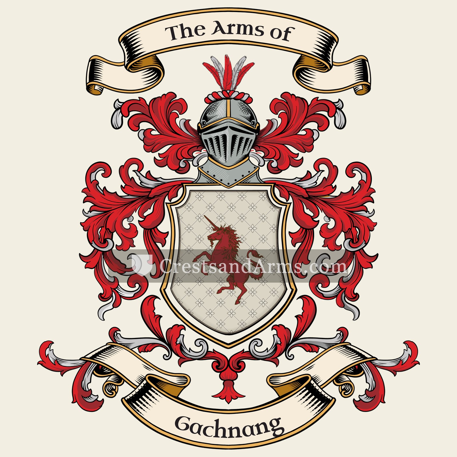 The Gachnang coat of arms, drawn from the recorded blazon