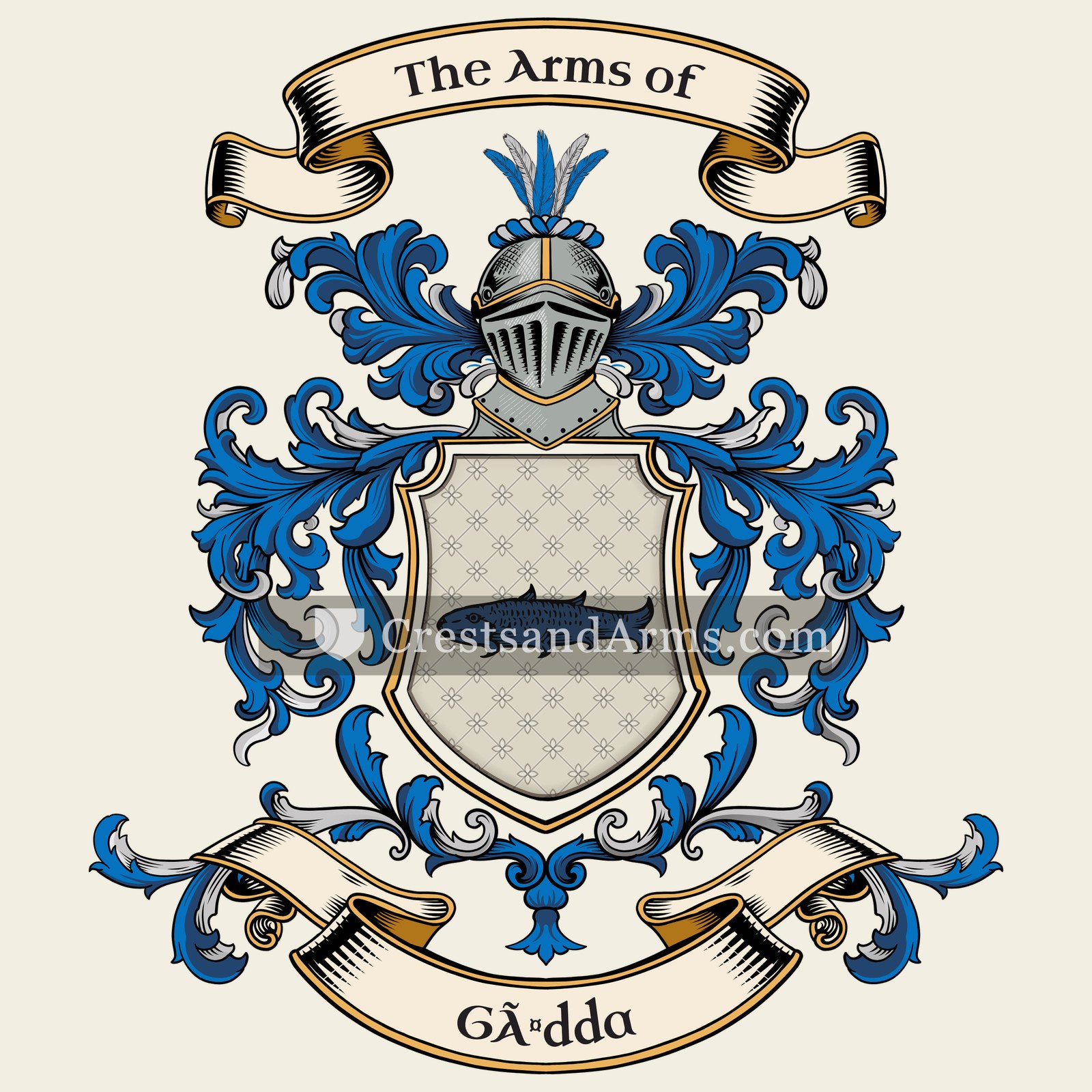 The Gädda coat of arms, drawn from the recorded blazon