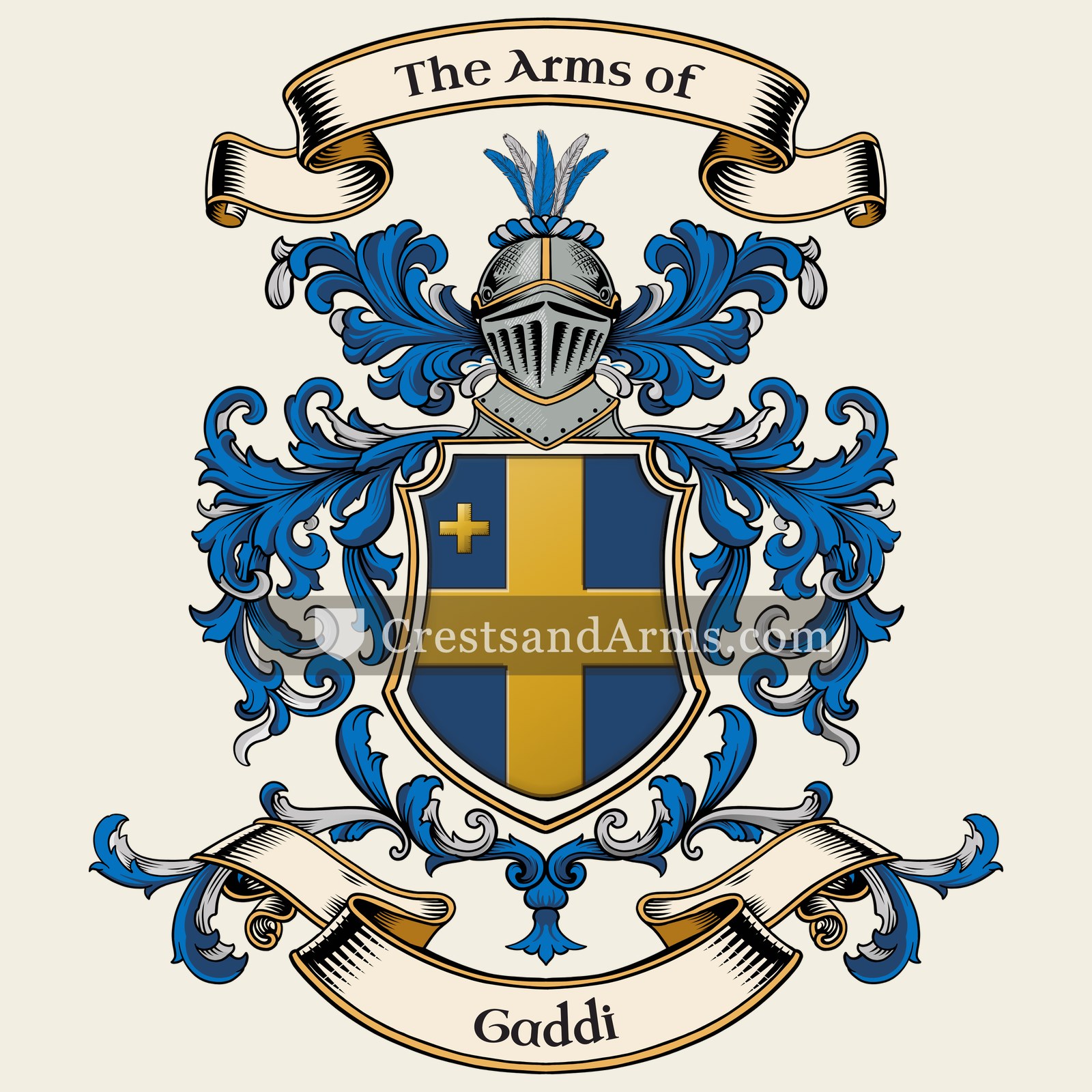 The Gaddi coat of arms, drawn from the recorded blazon