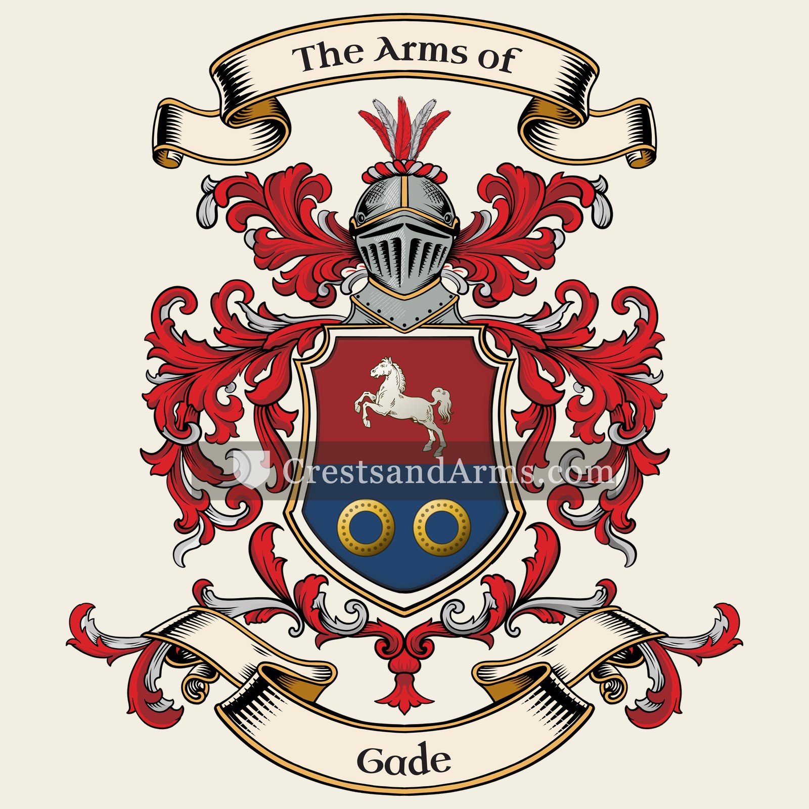 The Gade coat of arms, drawn from the recorded blazon