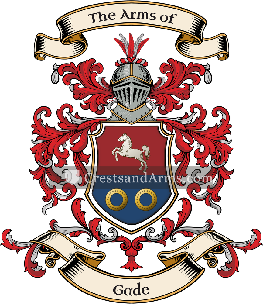 The Gade coat of arms, drawn from the recorded blazon