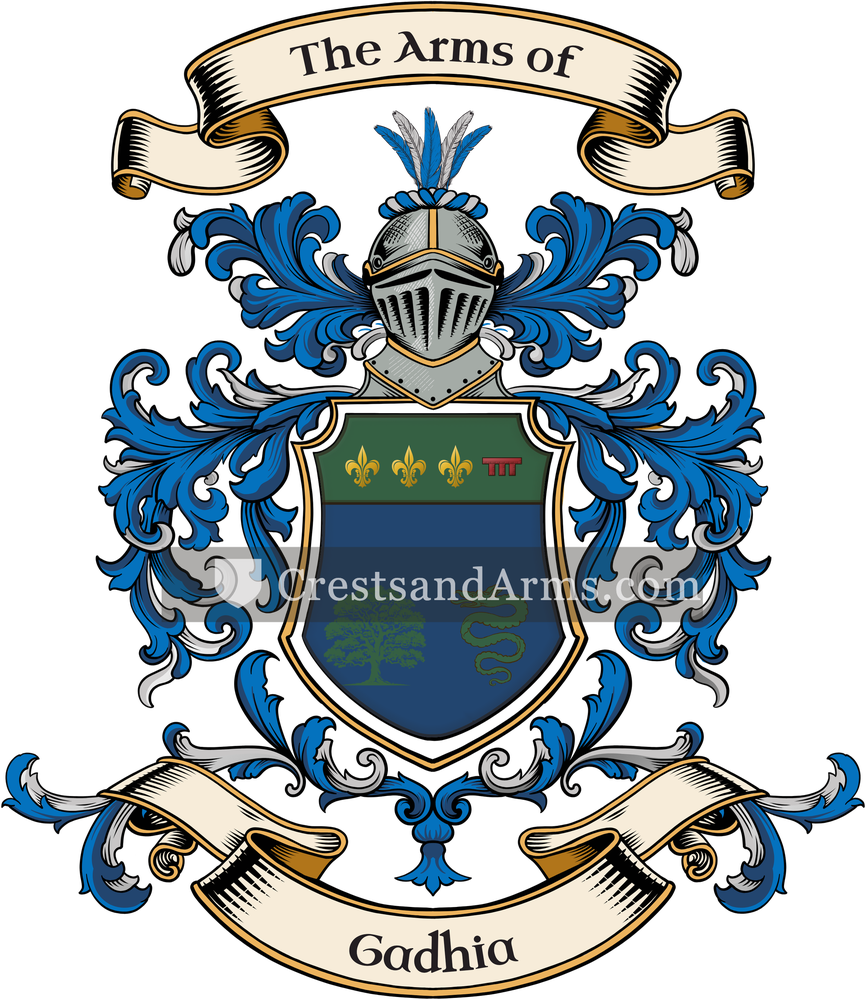 The Gadhia coat of arms, drawn from the recorded blazon