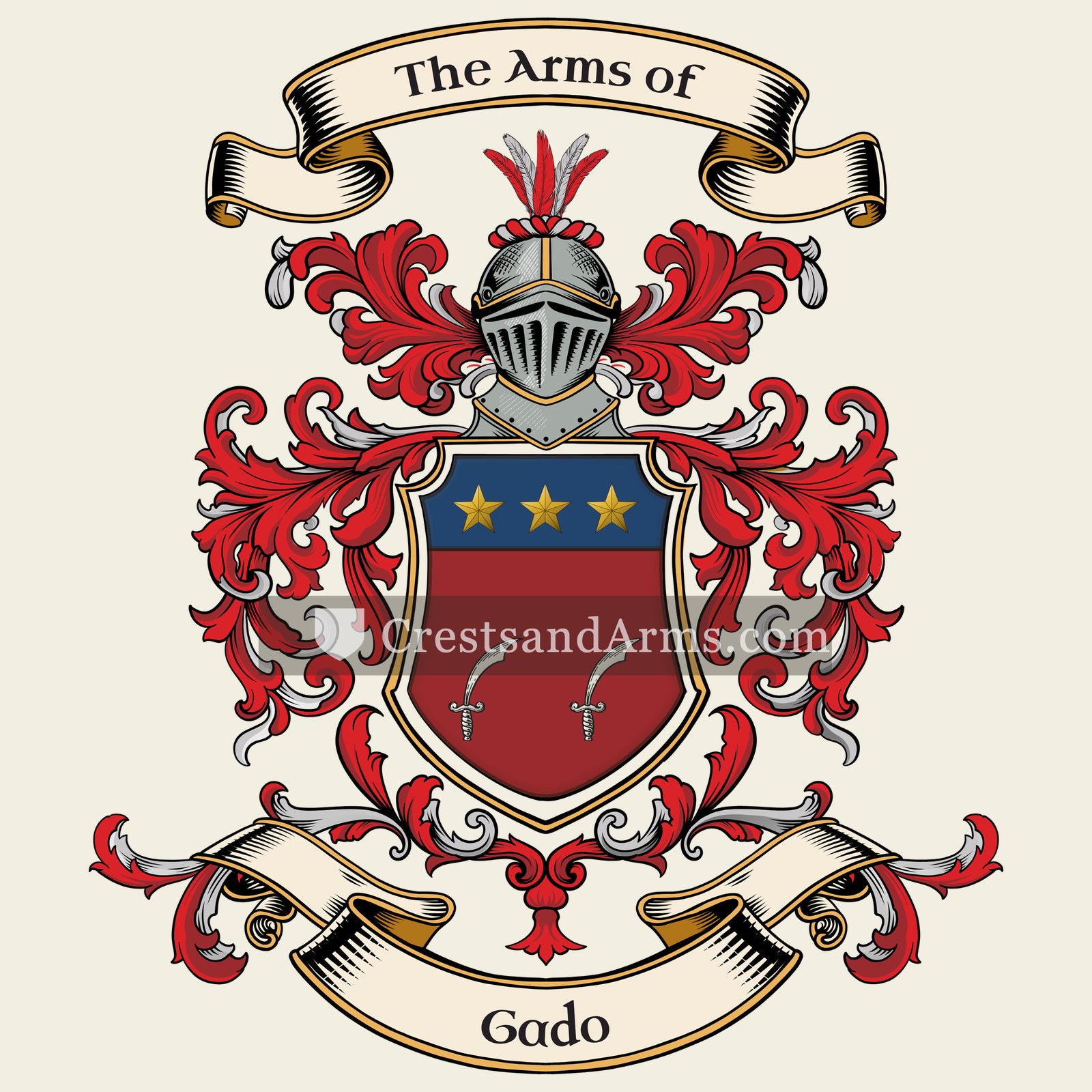 The Gado coat of arms, drawn from the recorded blazon