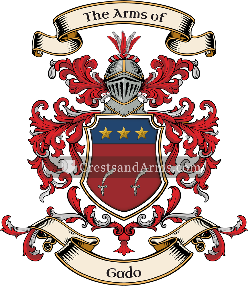 The Gado coat of arms, drawn from the recorded blazon