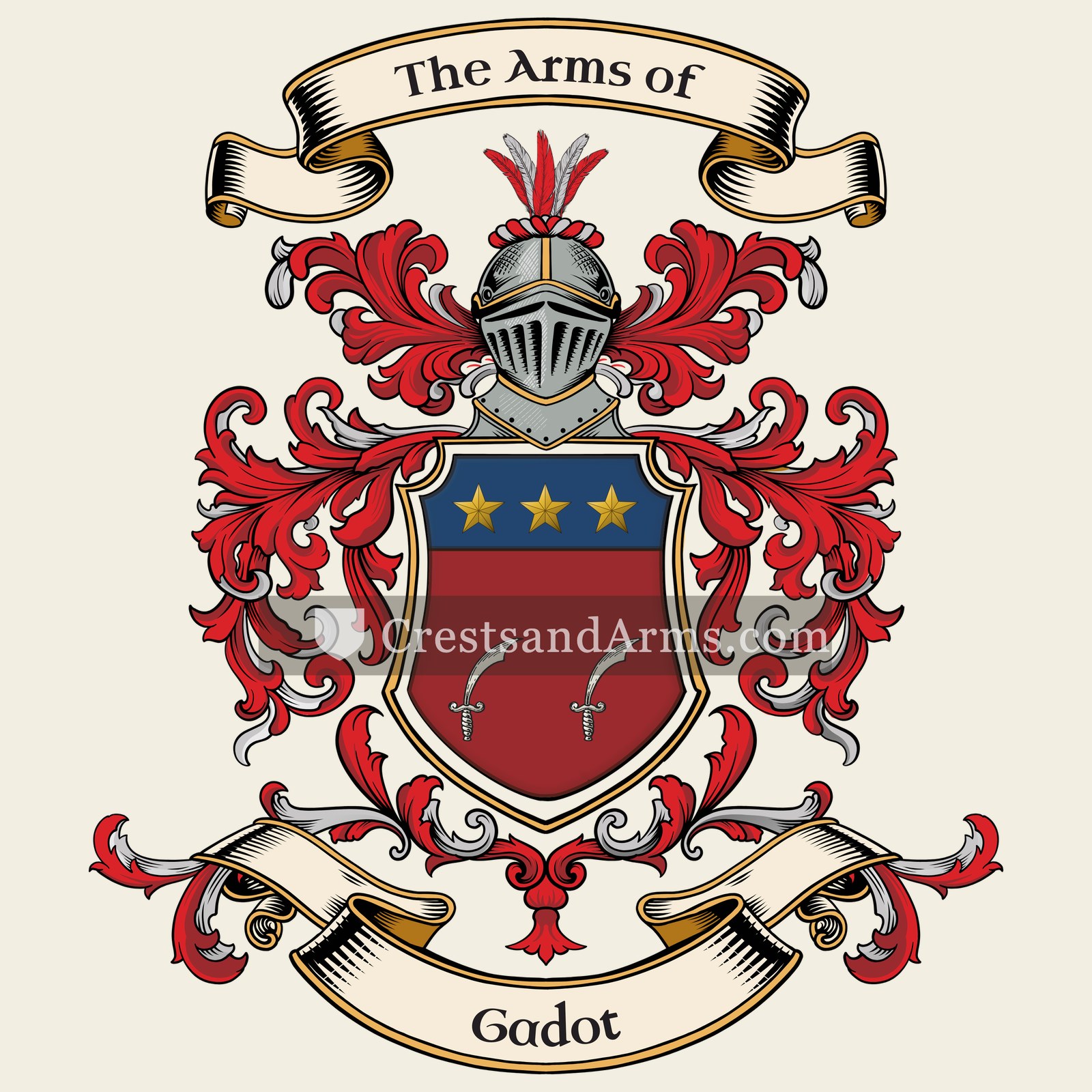 The Gadot coat of arms, drawn from the recorded blazon