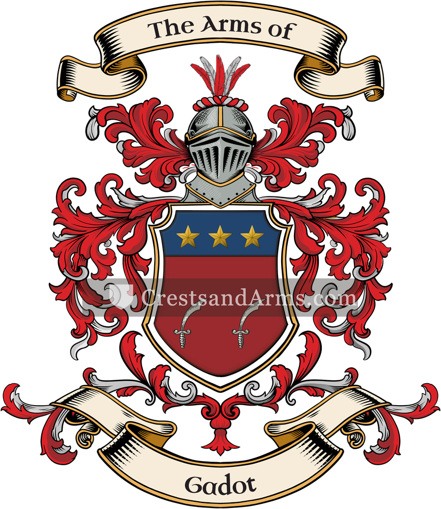 The Gadot coat of arms, drawn from the recorded blazon