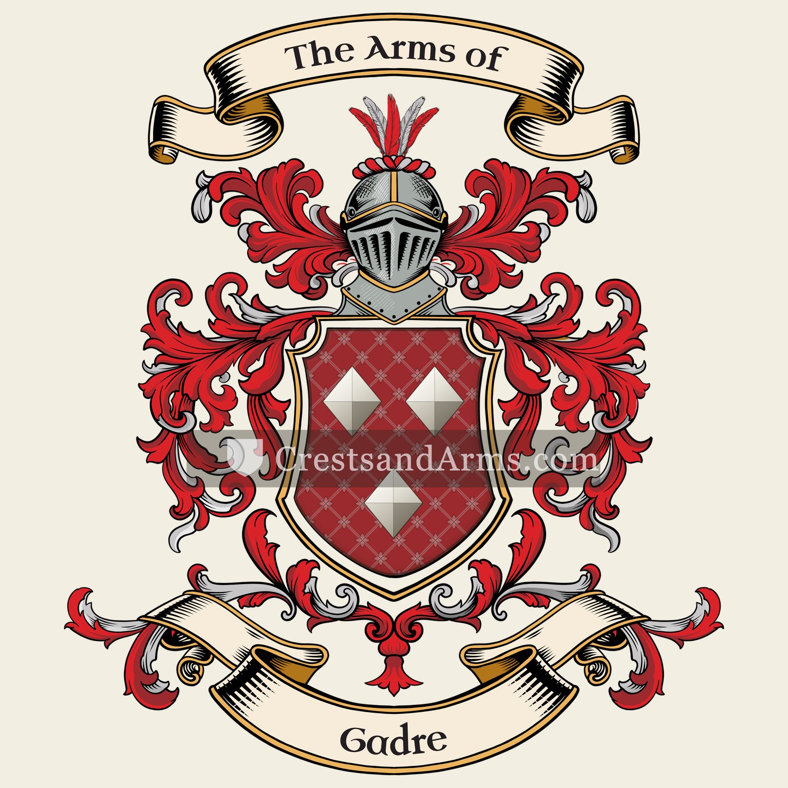 The Gadre coat of arms, drawn from the recorded blazon