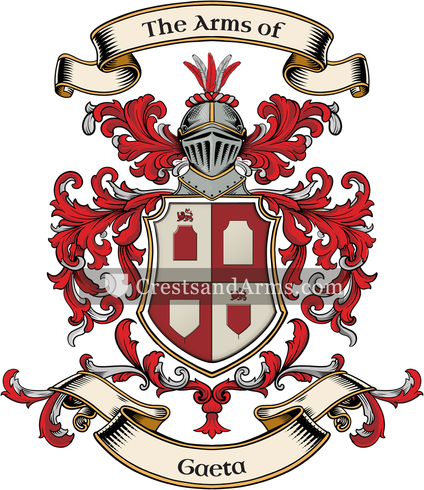 The Gaeta coat of arms, drawn from the recorded blazon
