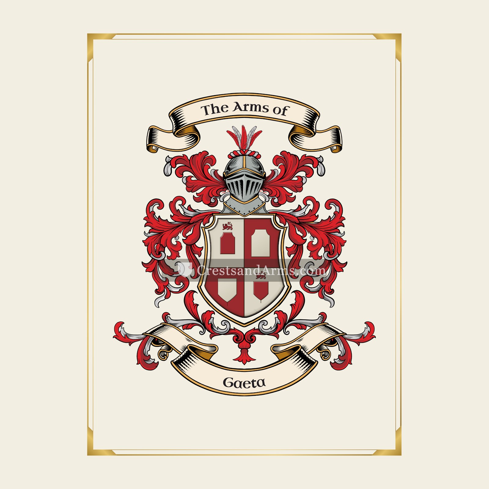 With gold border