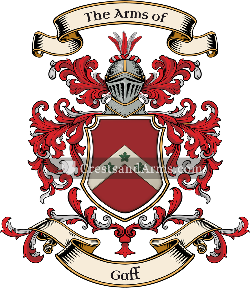 The Gaff coat of arms, drawn from the recorded blazon