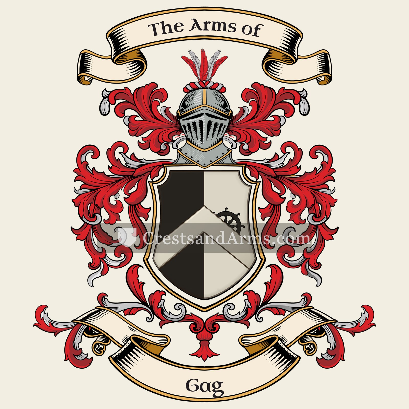 The Gag coat of arms, drawn from the recorded blazon