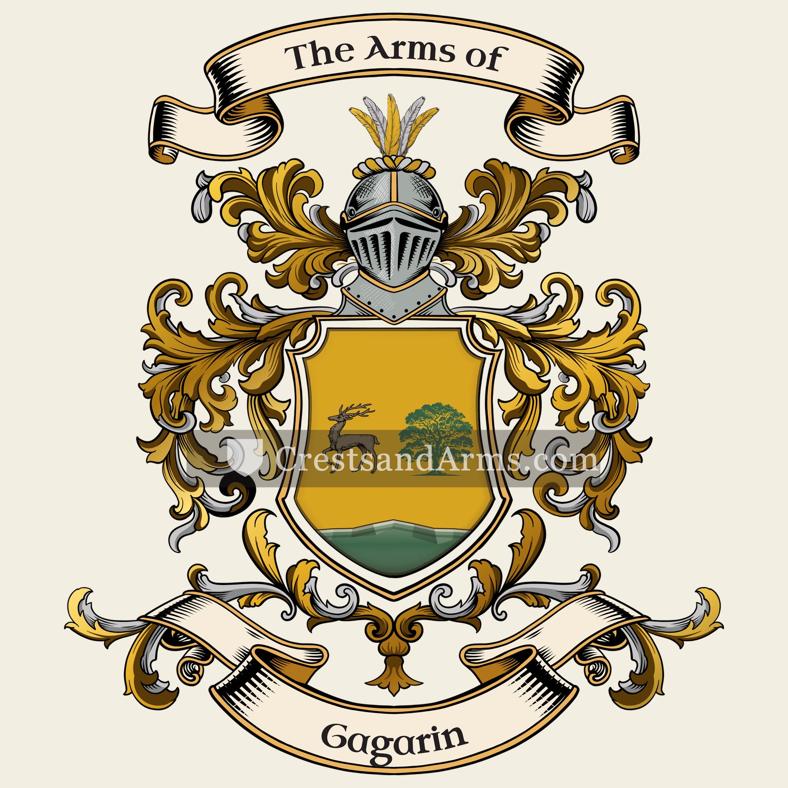 The Gagarin coat of arms, drawn from the recorded blazon
