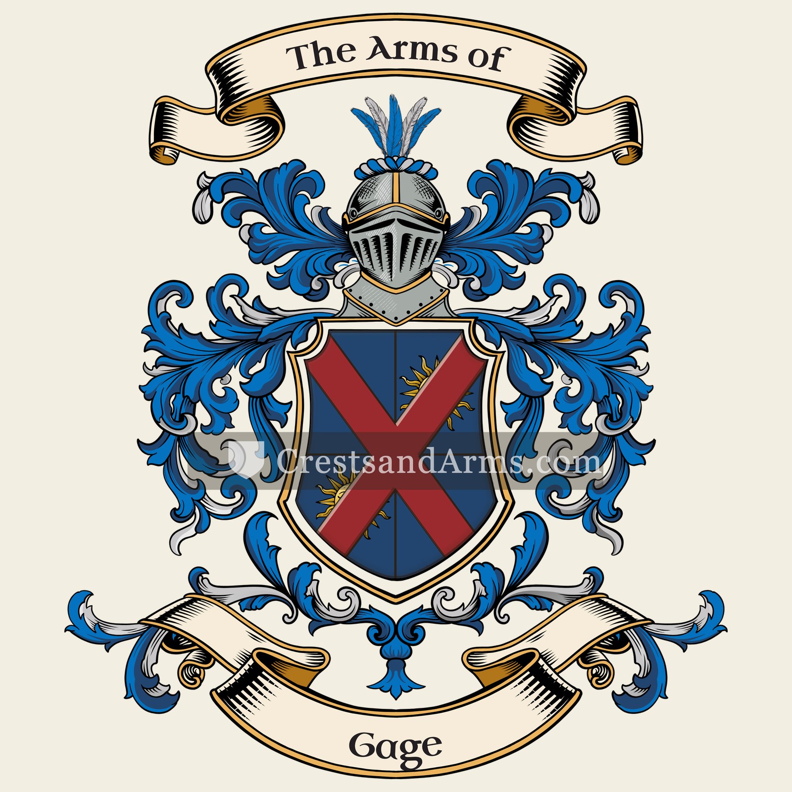 The Gage coat of arms, drawn from the recorded blazon