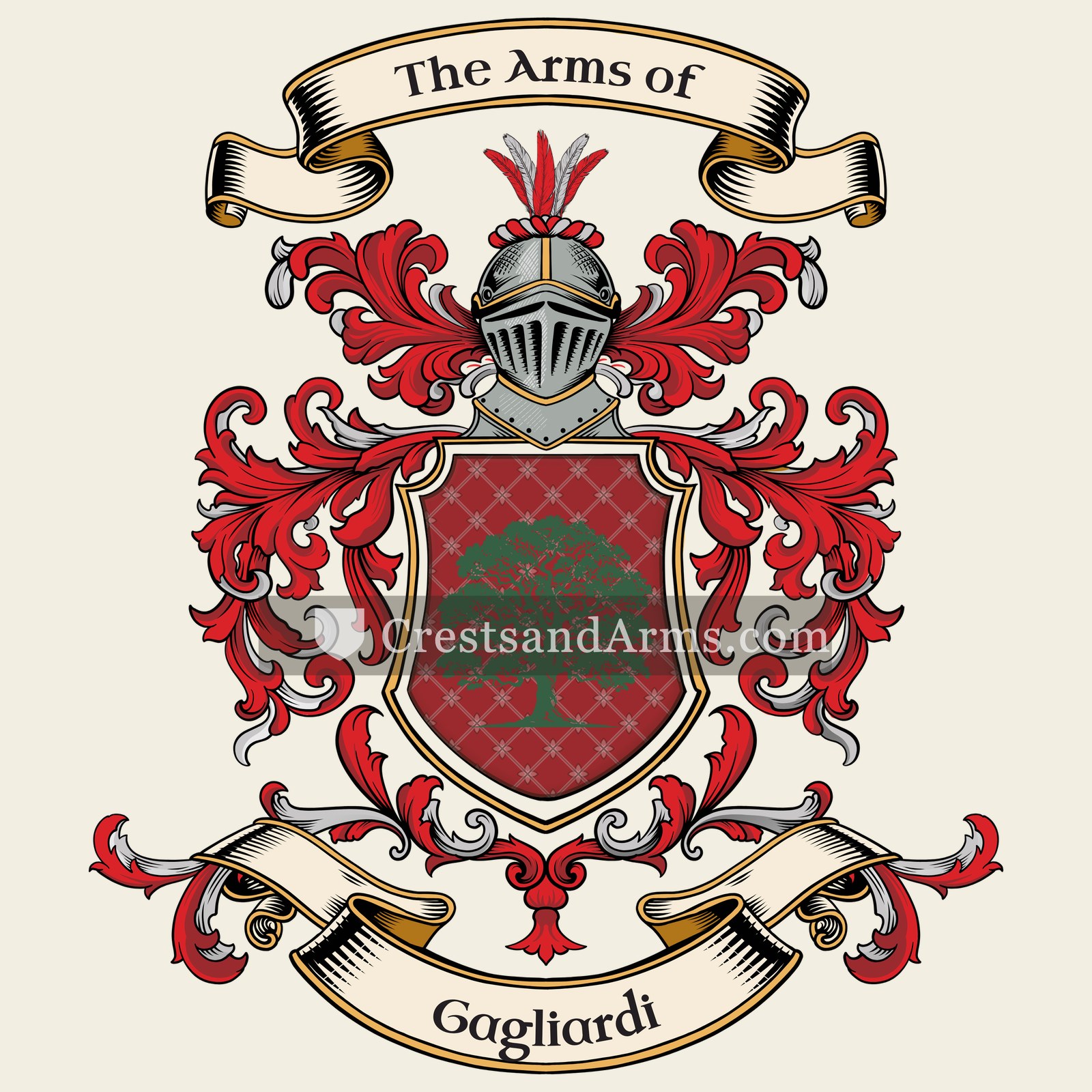 The Gagliardi coat of arms, drawn from the recorded blazon