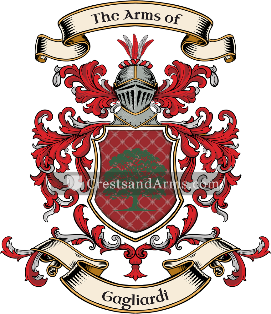 The Gagliardi coat of arms, drawn from the recorded blazon